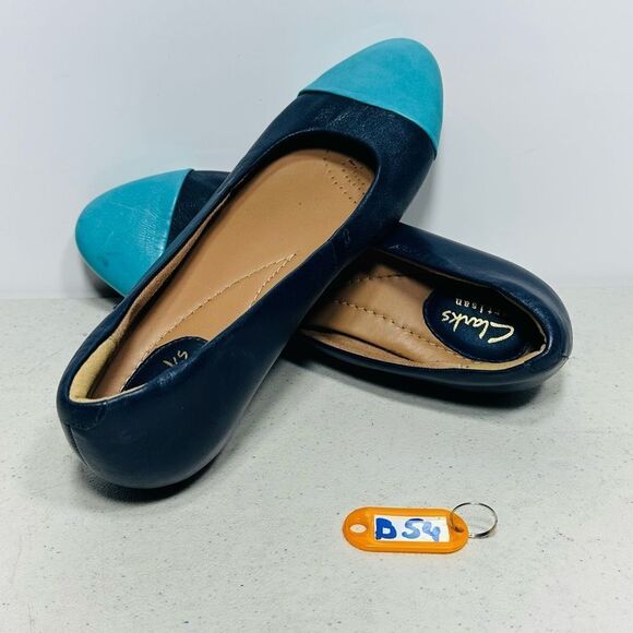 Clarks Shoes Womens Size 7M Alitay Susan Slip On Ballet Flats Colorblock Blue - Picture 1 of 8
